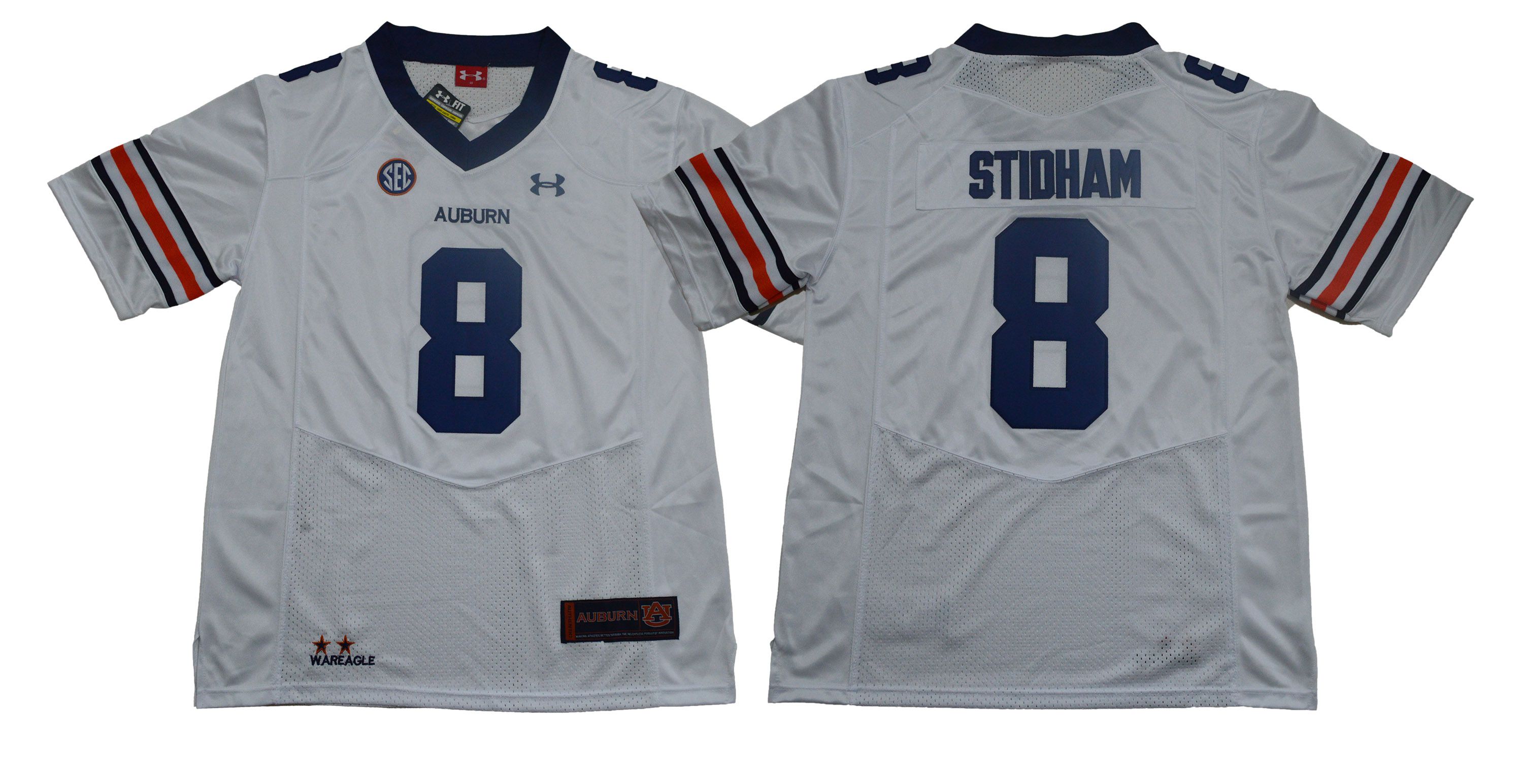 Men Auburn Tigers #8 Stidham White SEC NCAA Jerseys